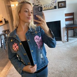 Custom Designed Super Cute Patched Jean Jacket